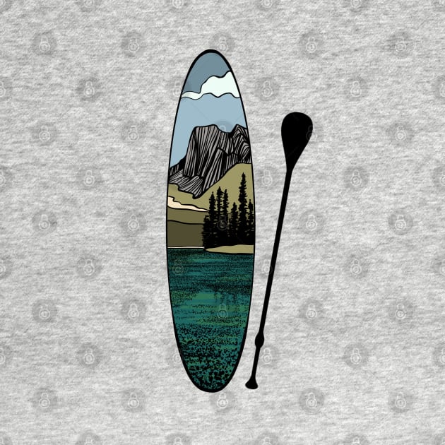 Stand up paddle board - mountain lake vertical by NewBranchStudio
